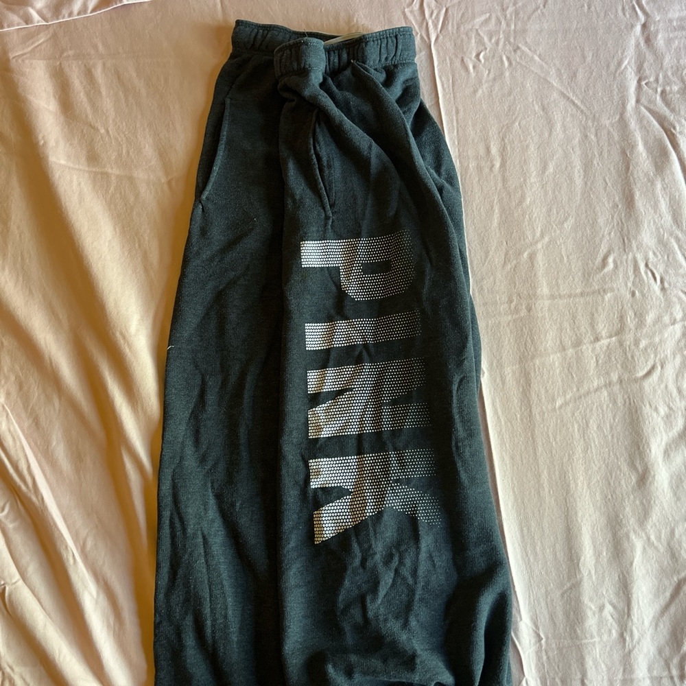 Gray Sweatpants with PINK Logo